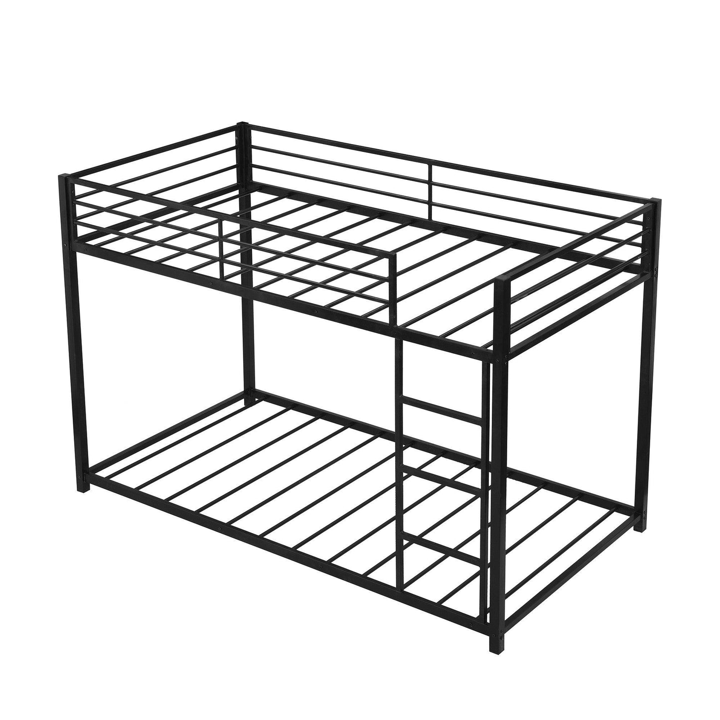 Black Twin Over Twin Metal Low Bunk Bed - FurniFindUSA