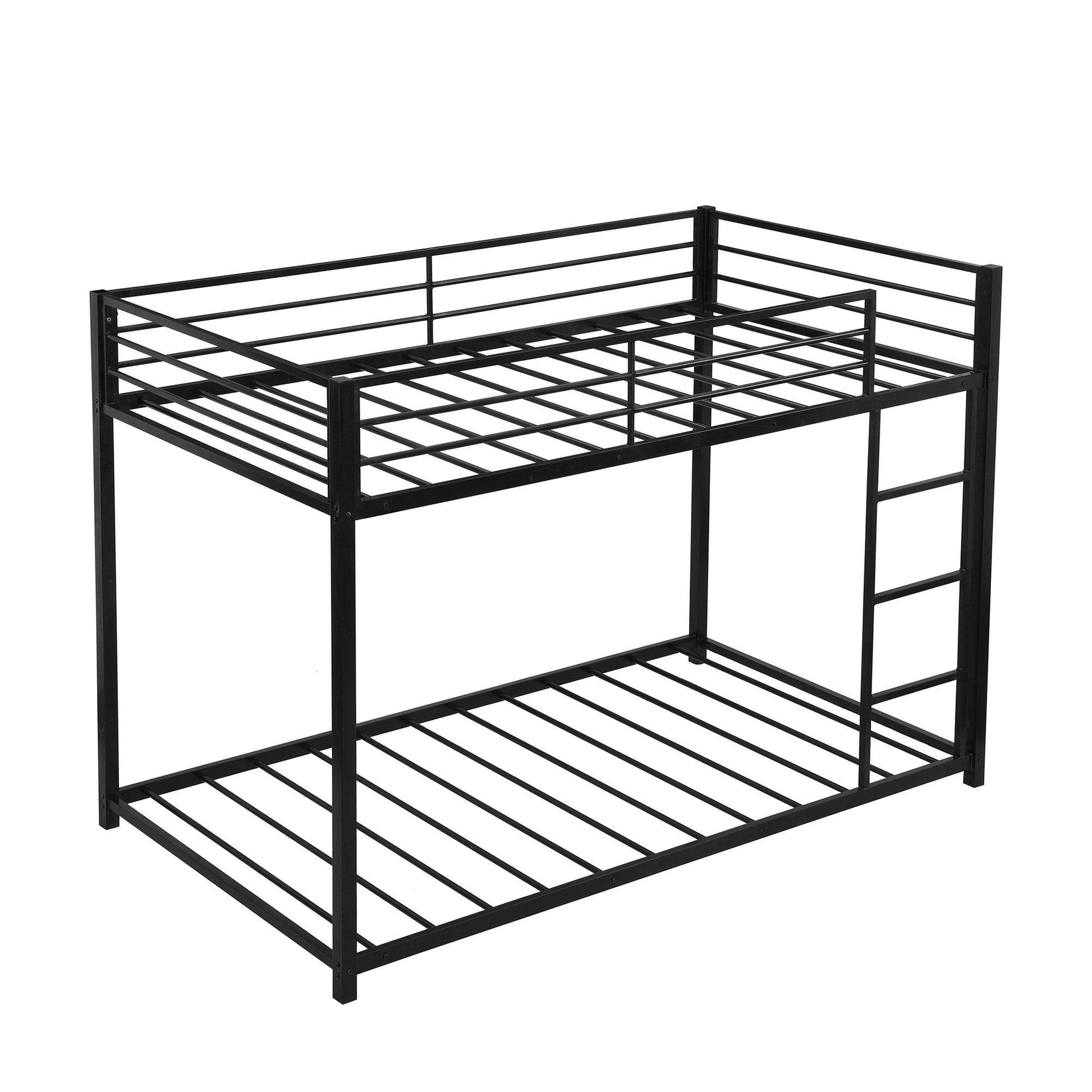 Black Twin Over Twin Metal Low Bunk Bed - FurniFindUSA