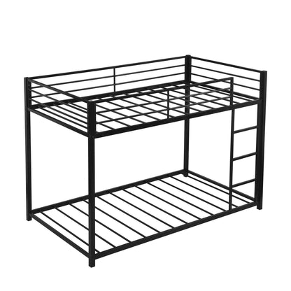 Black Twin Over Twin Metal Low Bunk Bed - FurniFindUSA