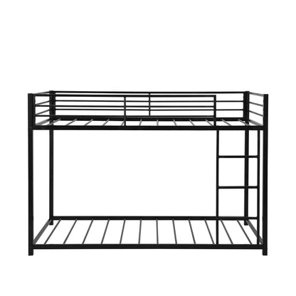 Black Twin Over Twin Metal Low Bunk Bed - FurniFindUSA