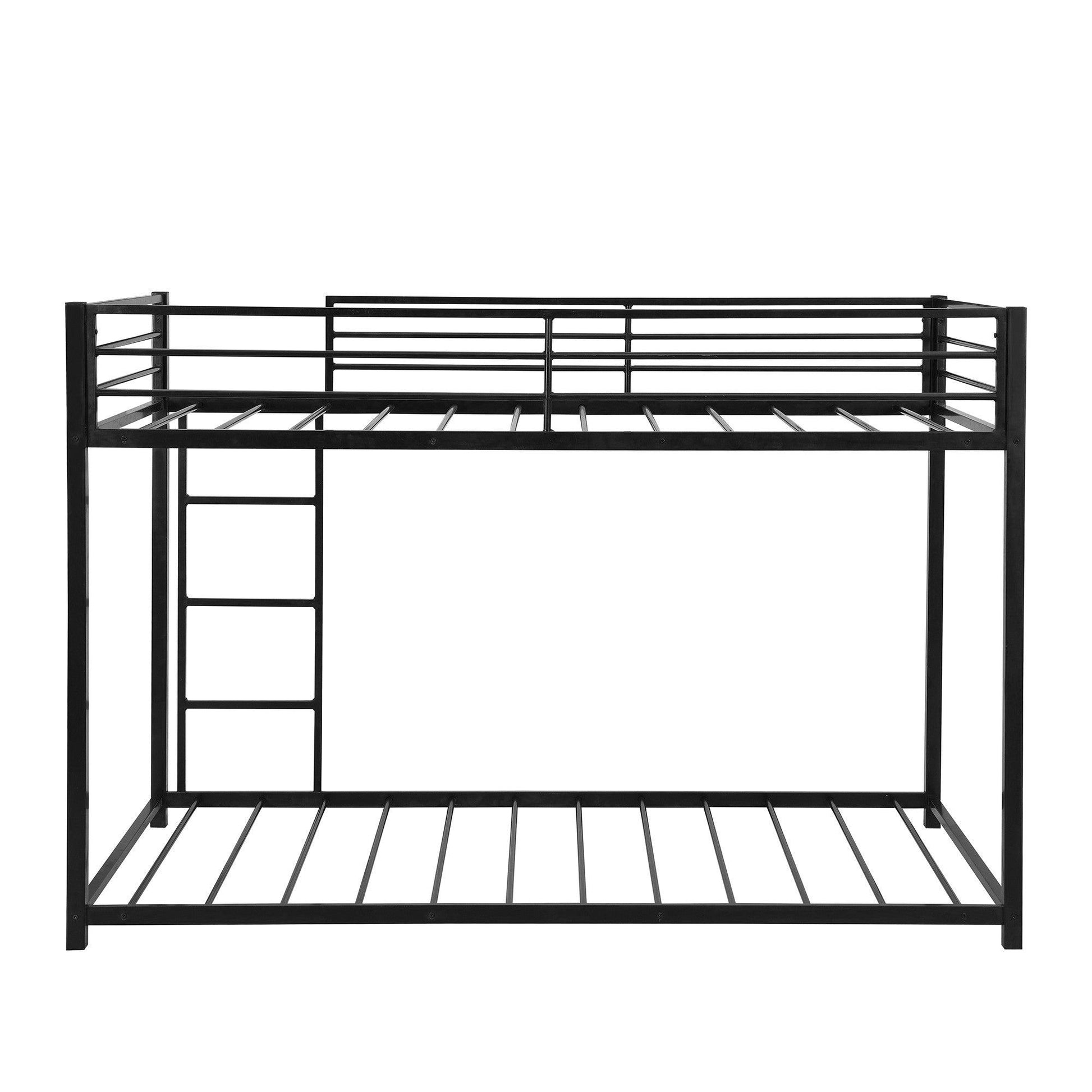 Black Twin Over Twin Metal Low Bunk Bed - FurniFindUSA