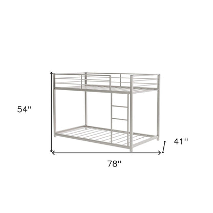 Silver Twin Over Twin Metal Low Bunk Bed - FurniFindUSA