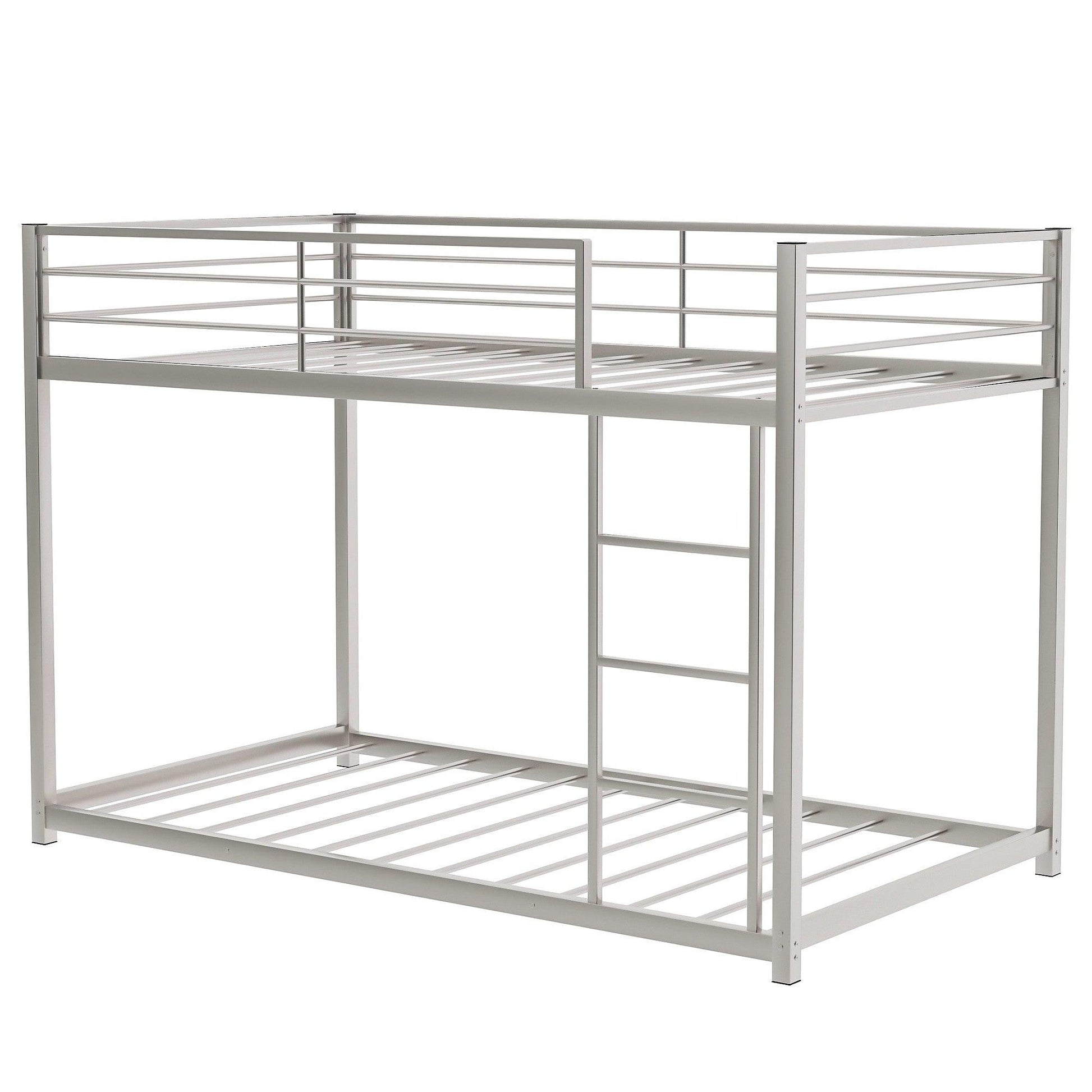 Silver Twin Over Twin Metal Low Bunk Bed - FurniFindUSA