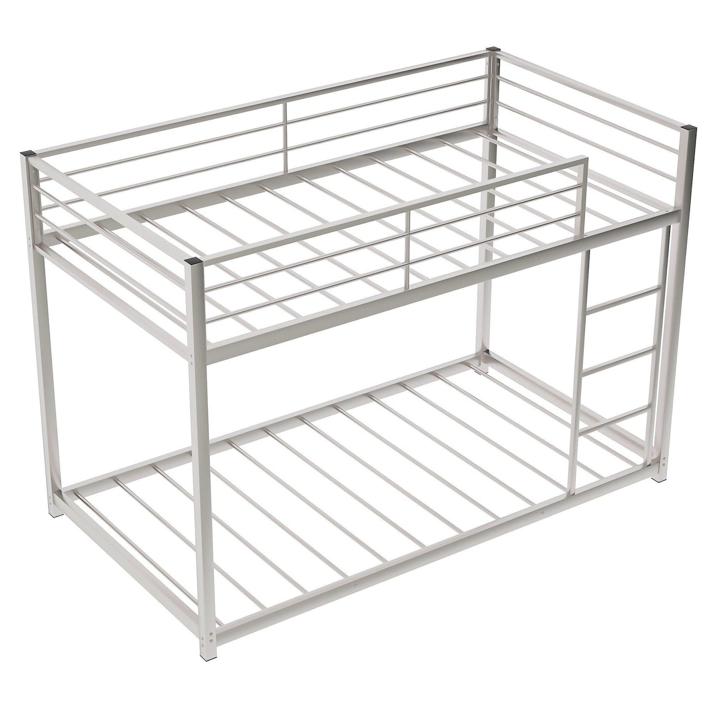 Silver Twin Over Twin Metal Low Bunk Bed - FurniFindUSA