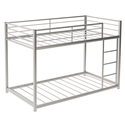 Silver Twin Over Twin Metal Low Bunk Bed - FurniFindUSA