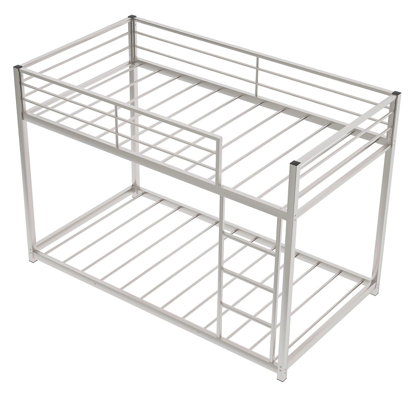 Silver Twin Over Twin Metal Low Bunk Bed - FurniFindUSA