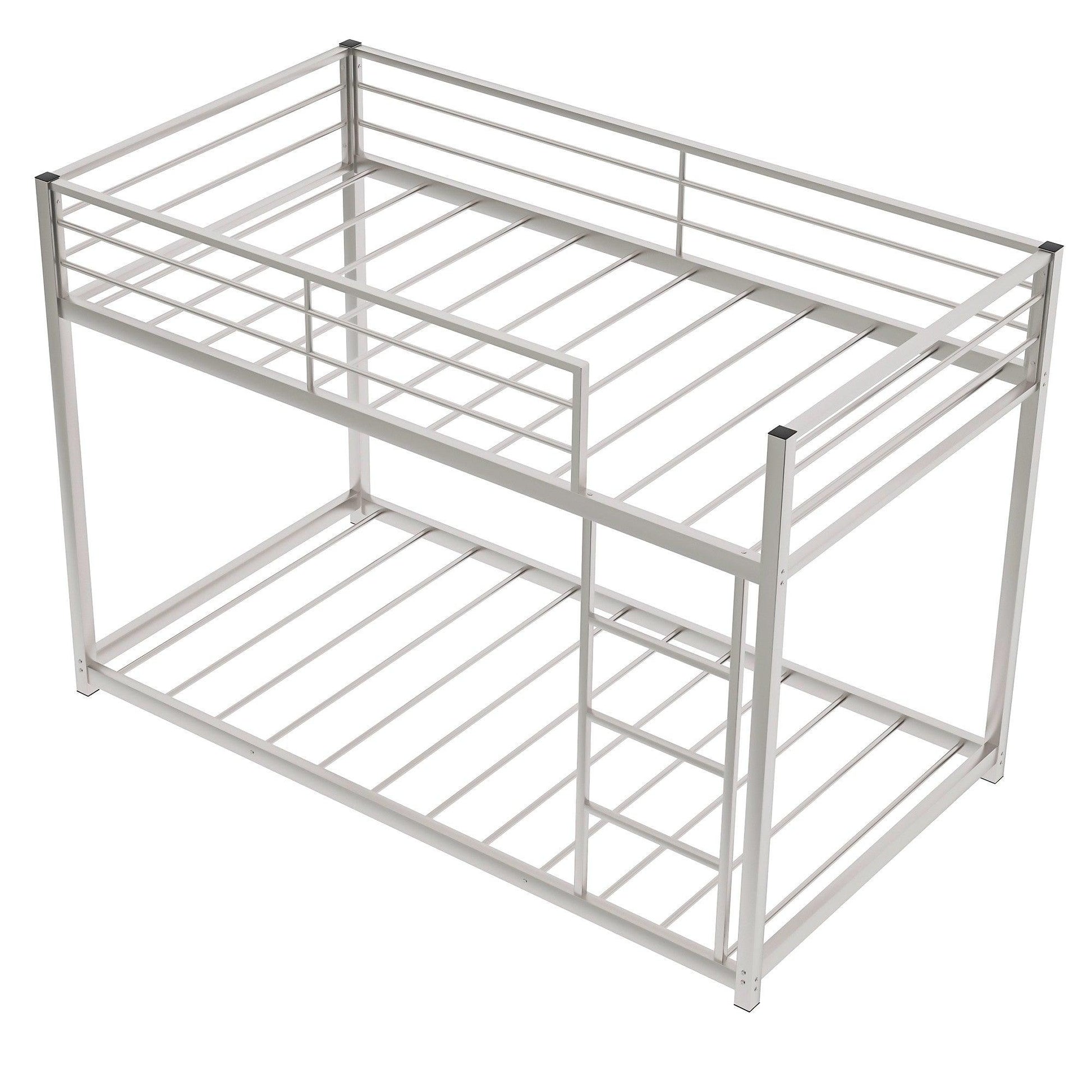 Silver Twin Over Twin Metal Low Bunk Bed - FurniFindUSA