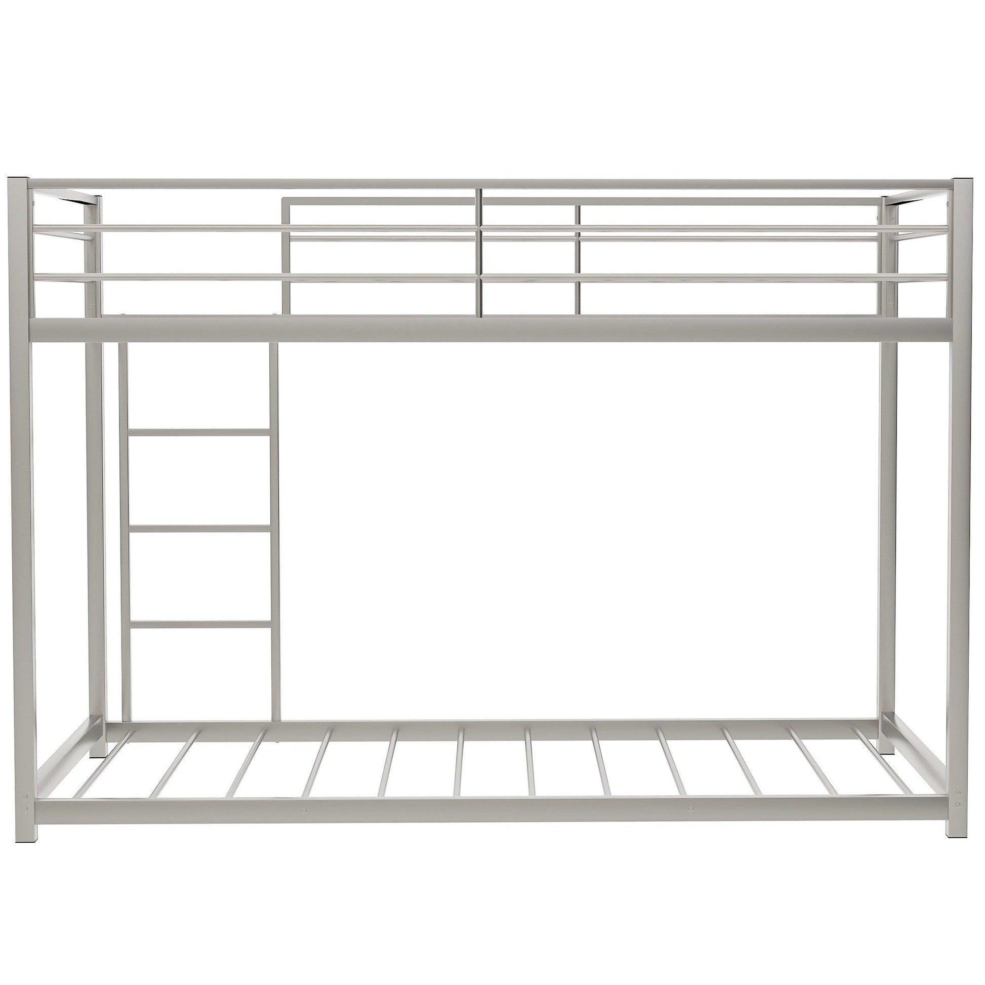 Silver Twin Over Twin Metal Low Bunk Bed - FurniFindUSA