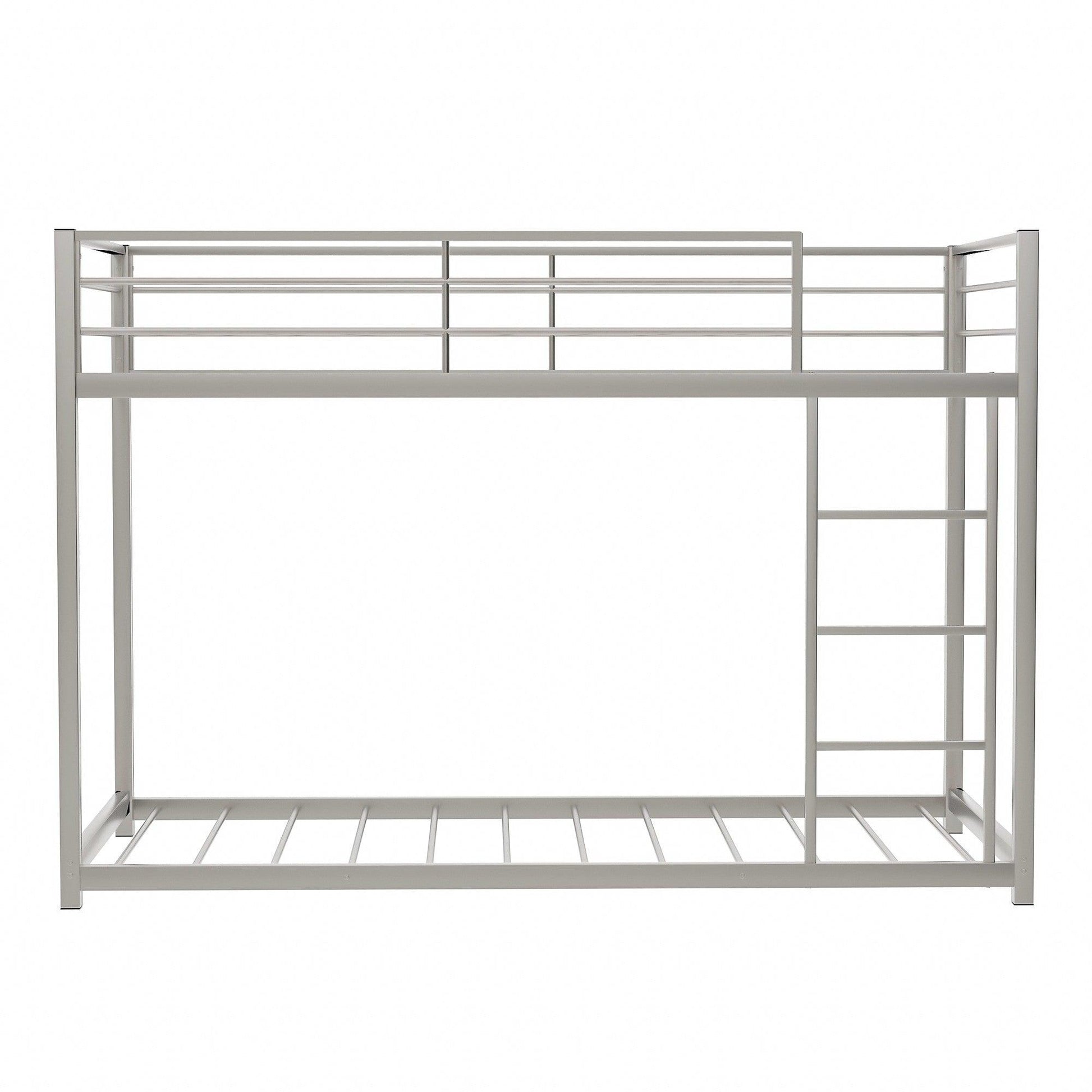 Silver Twin Over Twin Metal Low Bunk Bed - FurniFindUSA