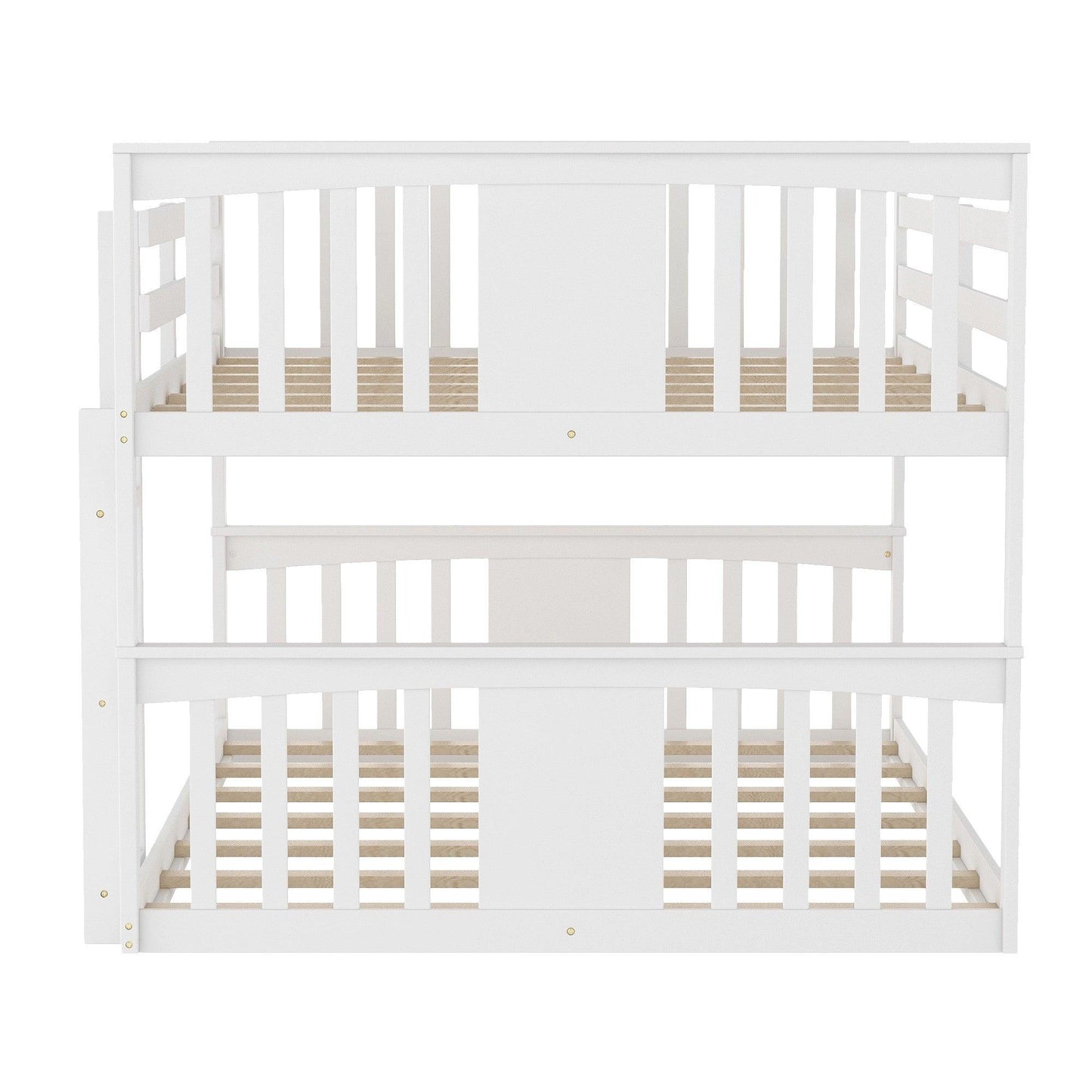 White Classic Full Over Full Bunk Bed with Ladder - FurniFindUSA