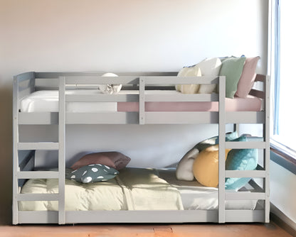 Pastel Gray Full Over Full Dual Ladder Bunk Bed