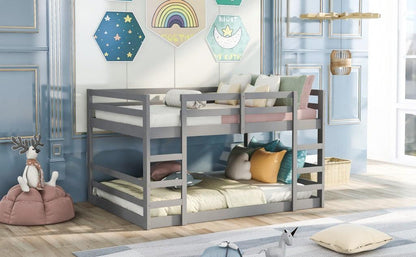 Pastel Gray Full Over Full Dual Ladder Bunk Bed - FurniFindUSA