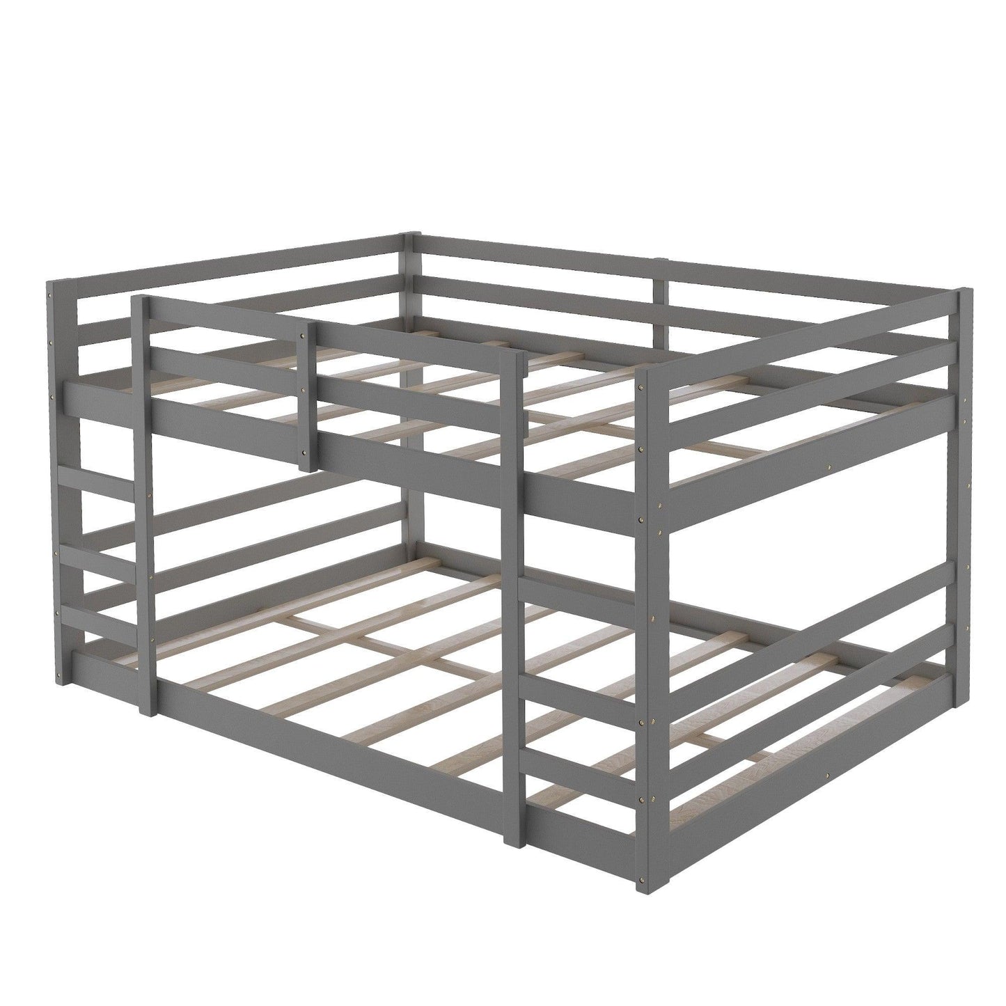 Pastel Gray Full Over Full Dual Ladder Bunk Bed - FurniFindUSA