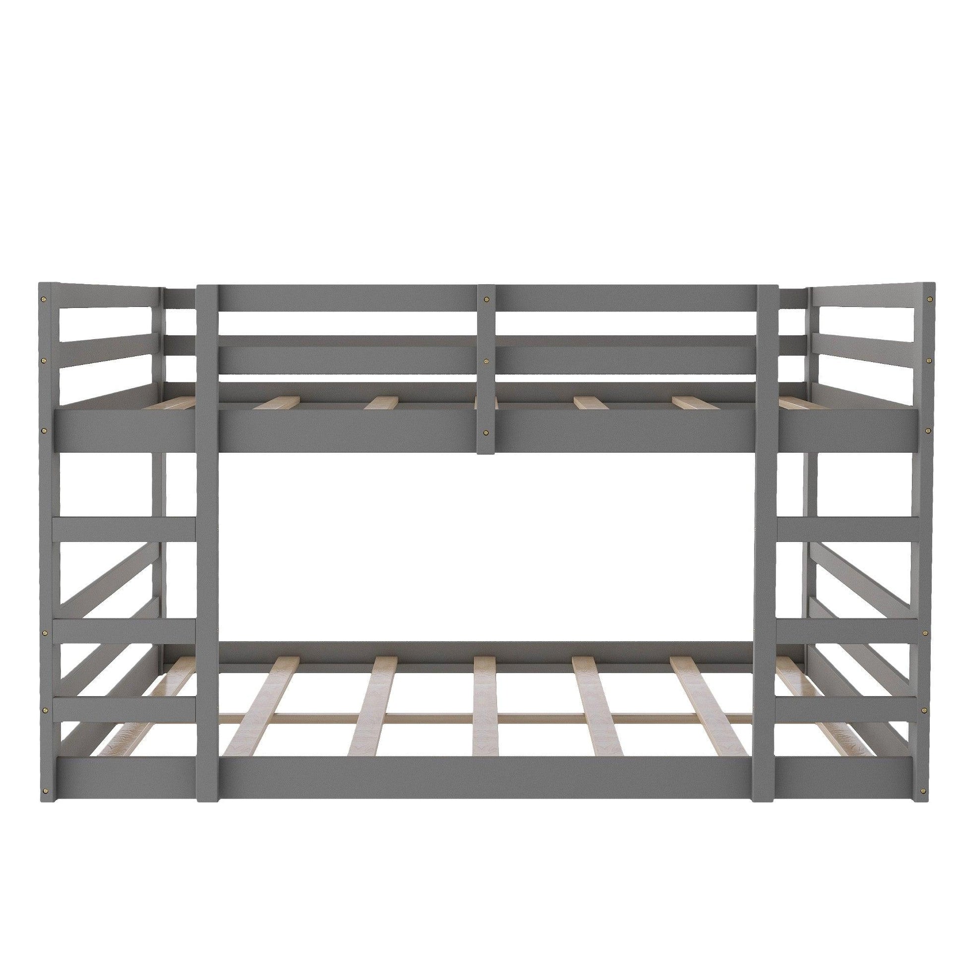 Pastel Gray Full Over Full Dual Ladder Bunk Bed - FurniFindUSA