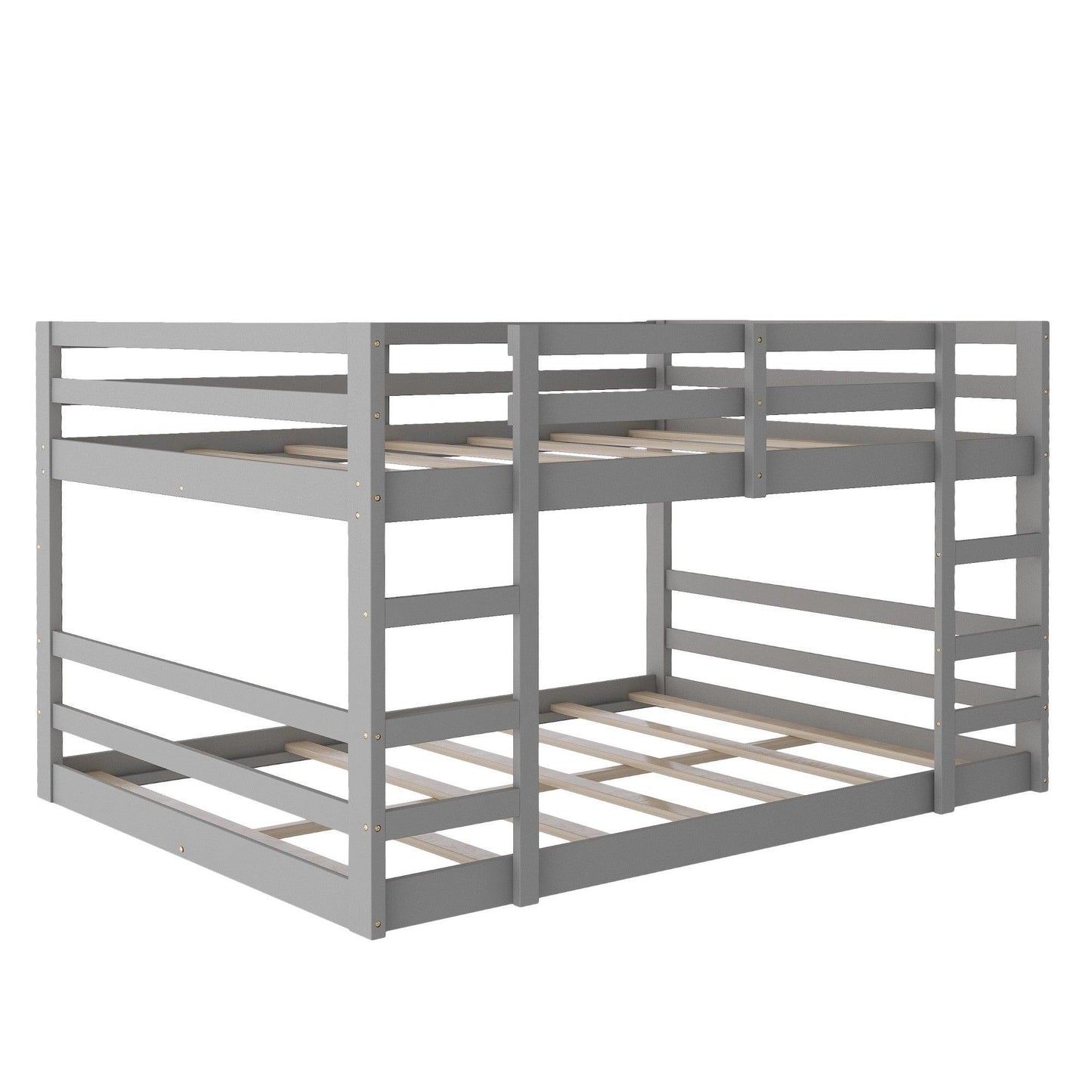 Pastel Gray Full Over Full Dual Ladder Bunk Bed - FurniFindUSA