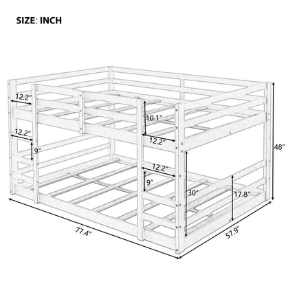 Pastel Gray Full Over Full Dual Ladder Bunk Bed - FurniFindUSA