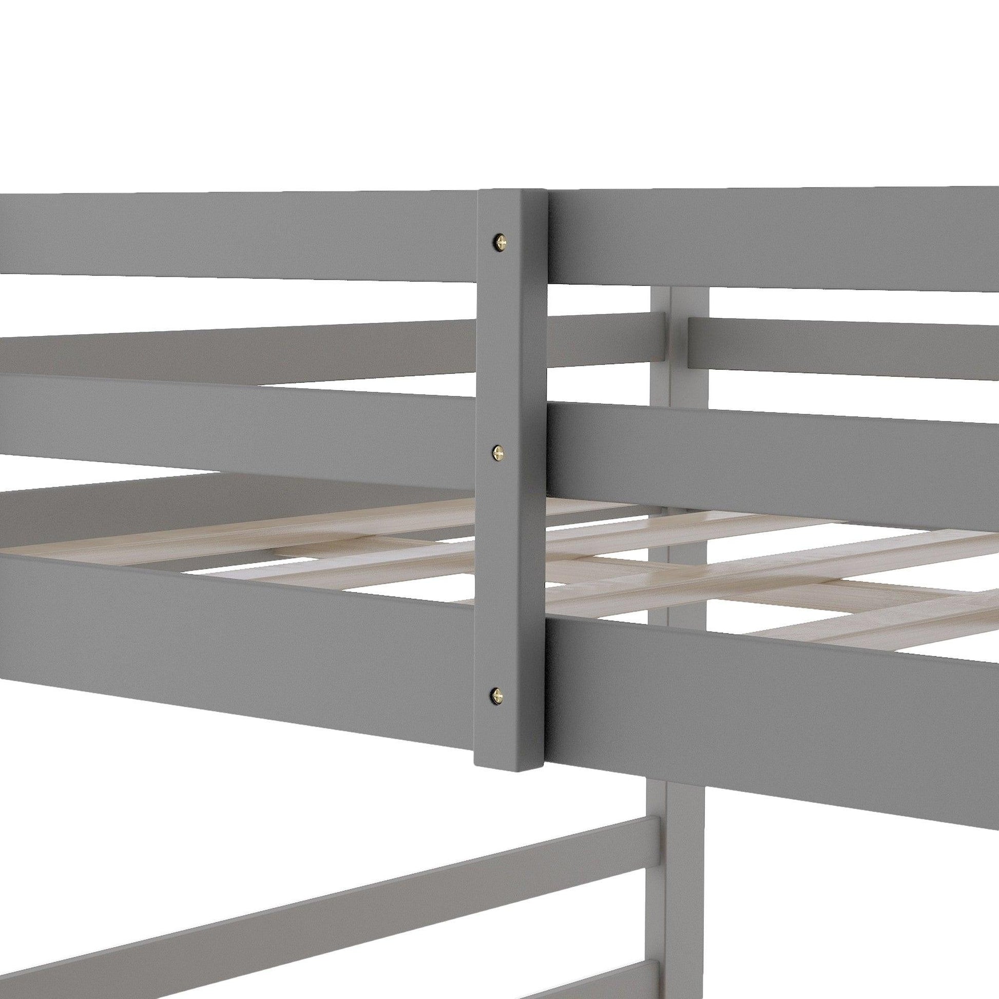 Pastel Gray Full Over Full Dual Ladder Bunk Bed - FurniFindUSA