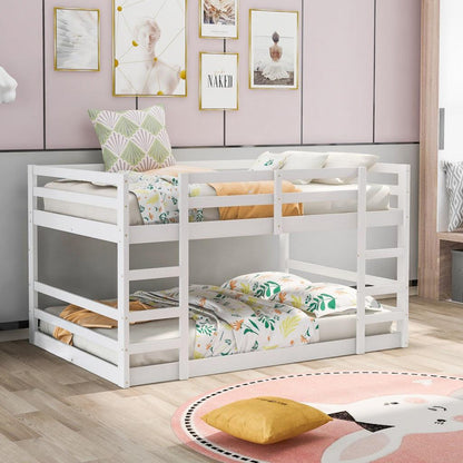 Pastel White Full Over Full Dual Ladder Bunk Bed - FurniFindUSA