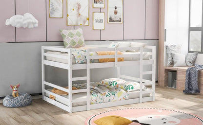 Pastel White Full Over Full Dual Ladder Bunk Bed - FurniFindUSA