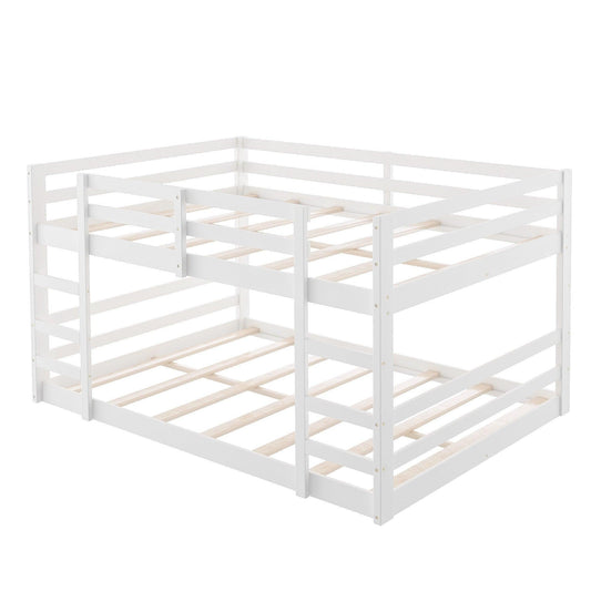 Pastel White Full Over Full Dual Ladder Bunk Bed - FurniFindUSA