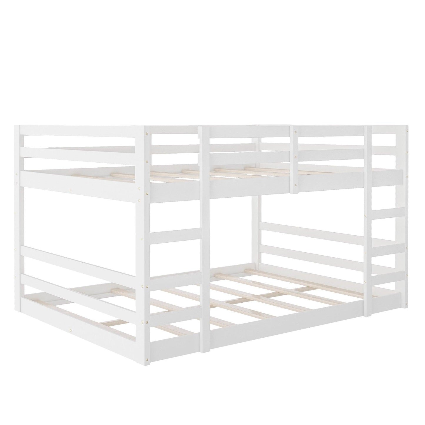 Pastel White Full Over Full Dual Ladder Bunk Bed - FurniFindUSA