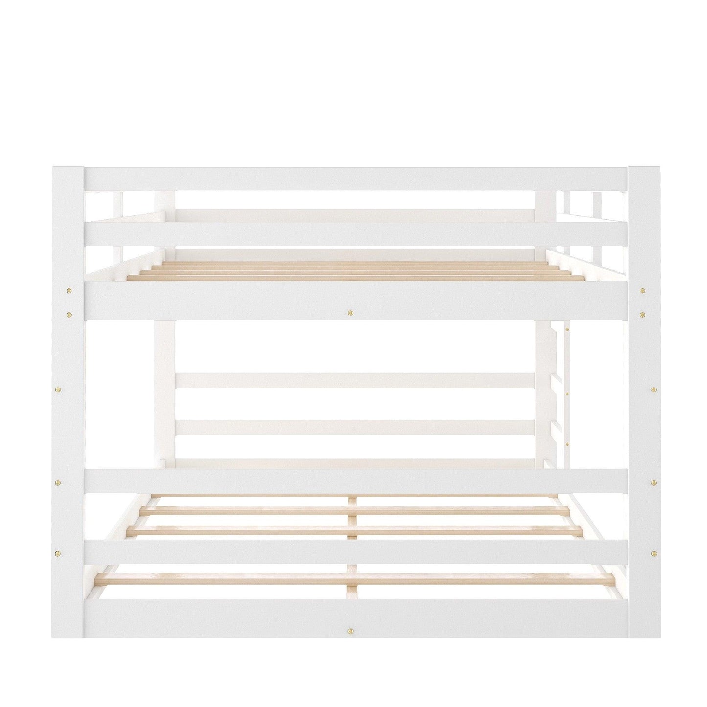 Pastel White Full Over Full Dual Ladder Bunk Bed - FurniFindUSA