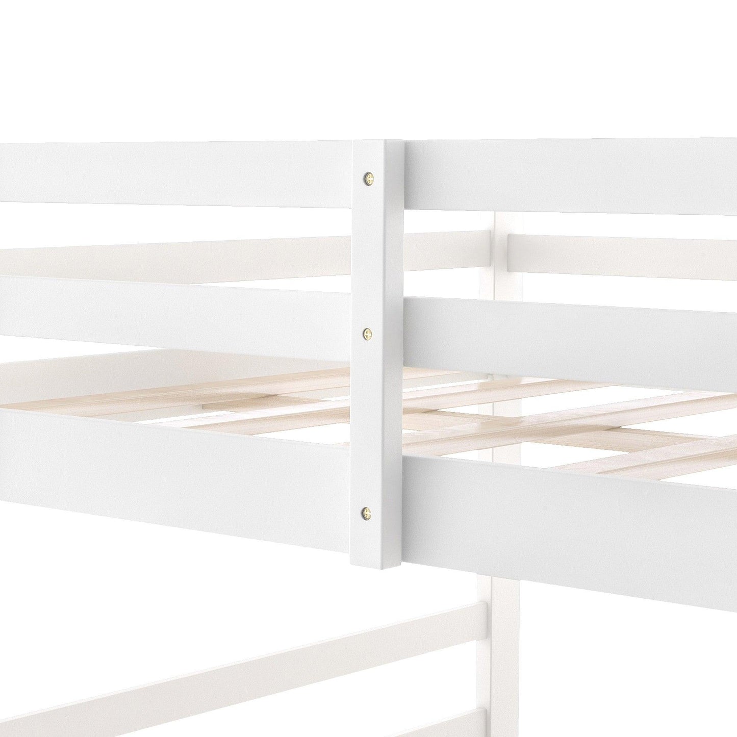 Pastel White Full Over Full Dual Ladder Bunk Bed - FurniFindUSA