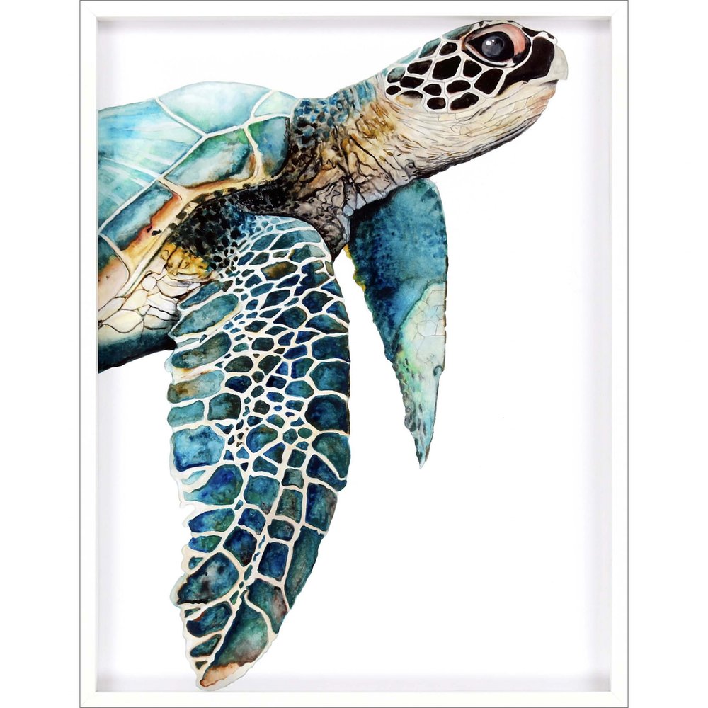 Great Sea Turtle White Print Wall Art — view 1