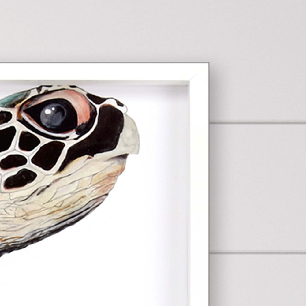 Great Sea Turtle White Print Wall Art — view 2