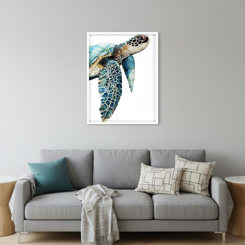 Great Sea Turtle White Print Wall Art — view 4