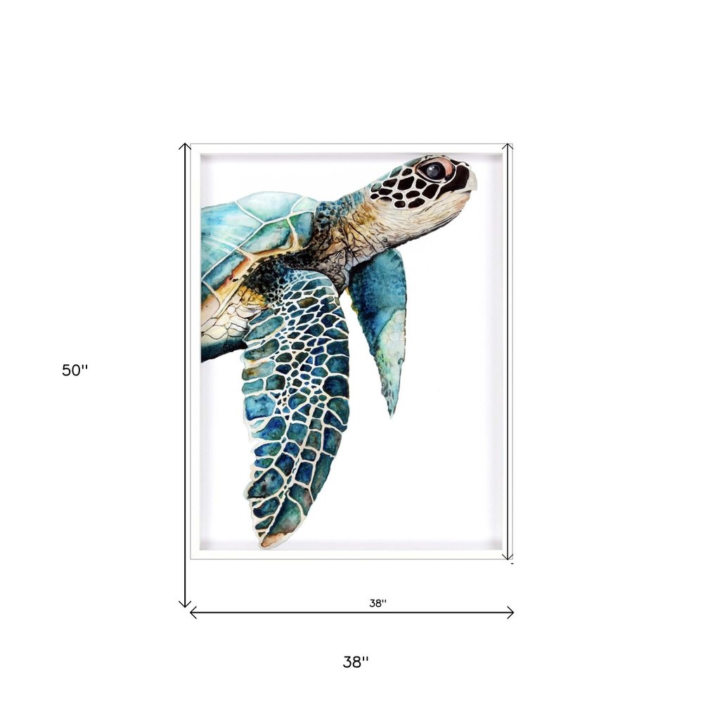 Great Sea Turtle White Print Wall Art