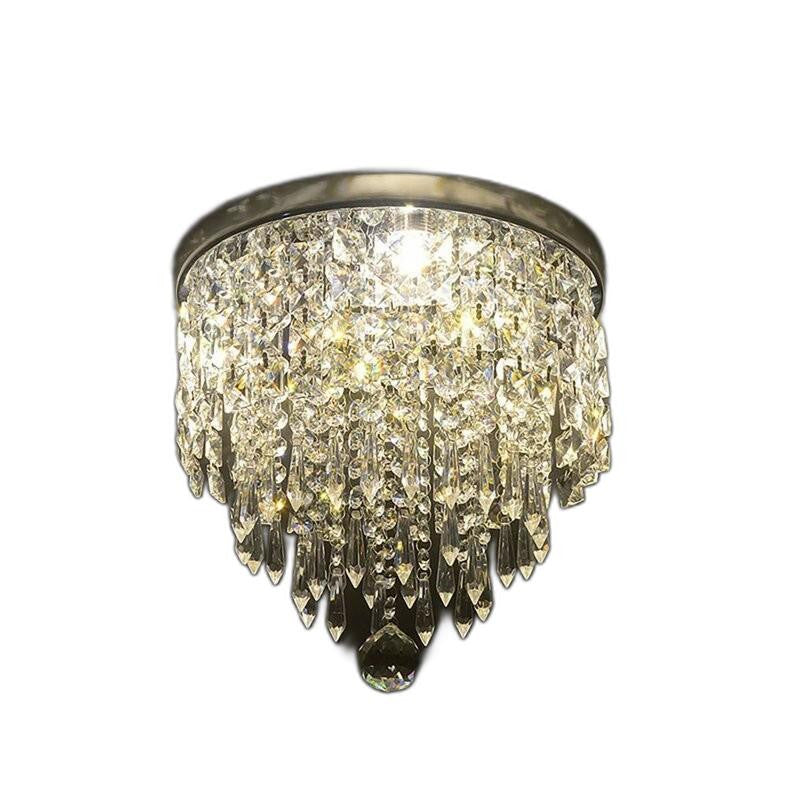 Black and Gold Shaded Transparent Glass and Crystals Dimmable Ceiling Light With Clear Shades