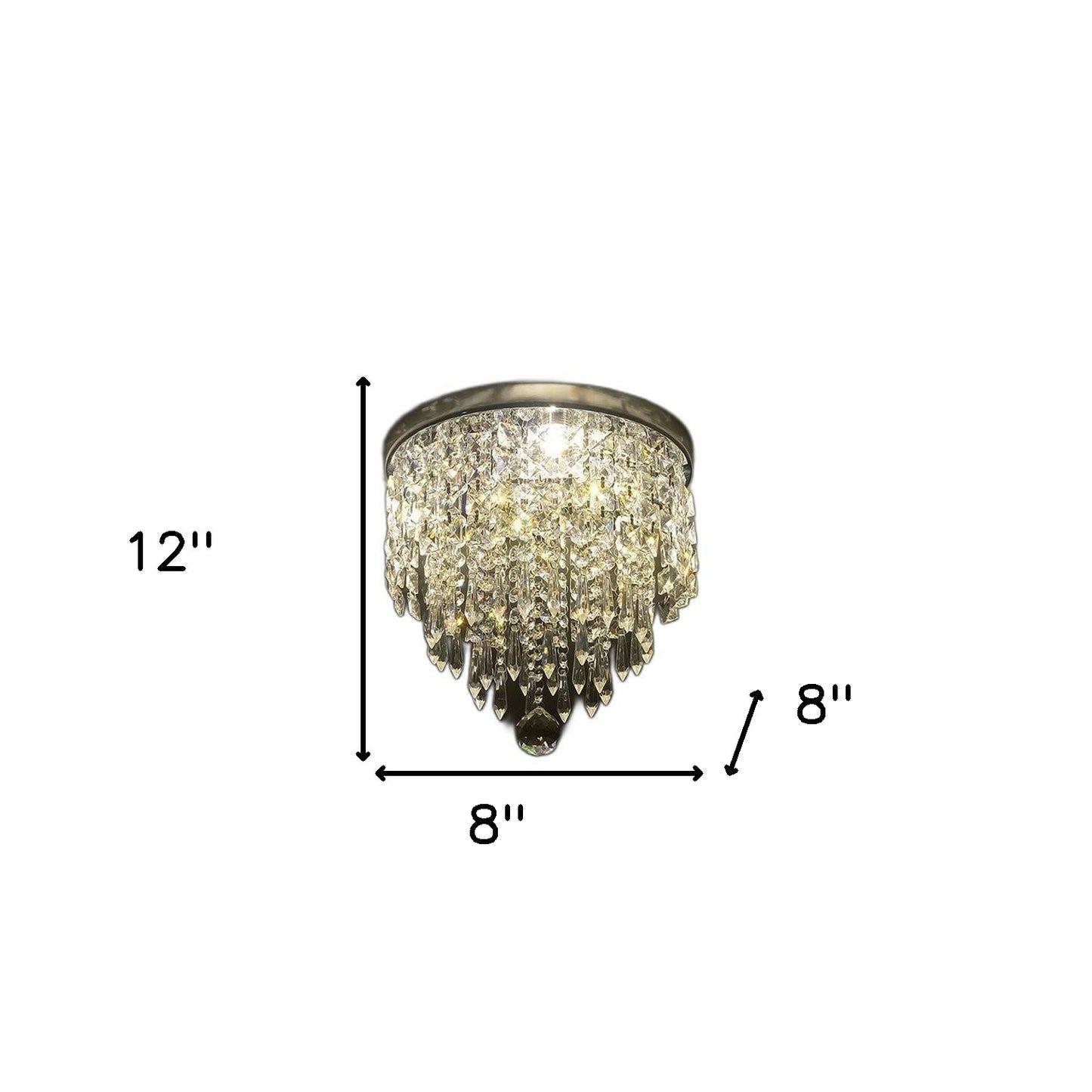 Black and Gold Shaded Transparent Glass and Crystals Dimmable Ceiling Light With Clear Shades