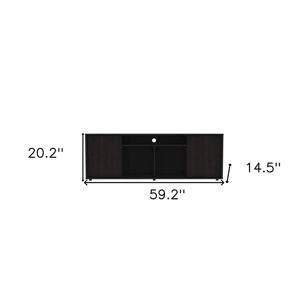 59" Black Open shelving TV Stand - FurniFindUSA