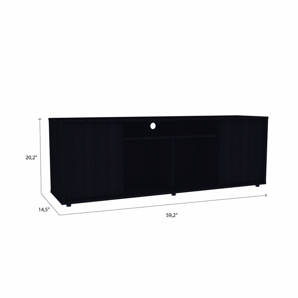 59" Black Open shelving TV Stand - FurniFindUSA
