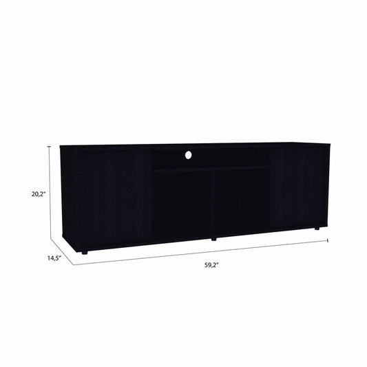 59" Black Open shelving TV Stand HomeRoots