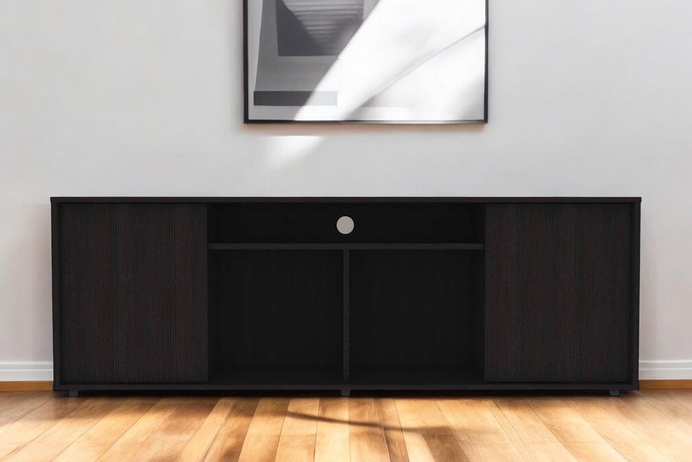 59" Black Open shelving TV Stand - FurniFindUSA