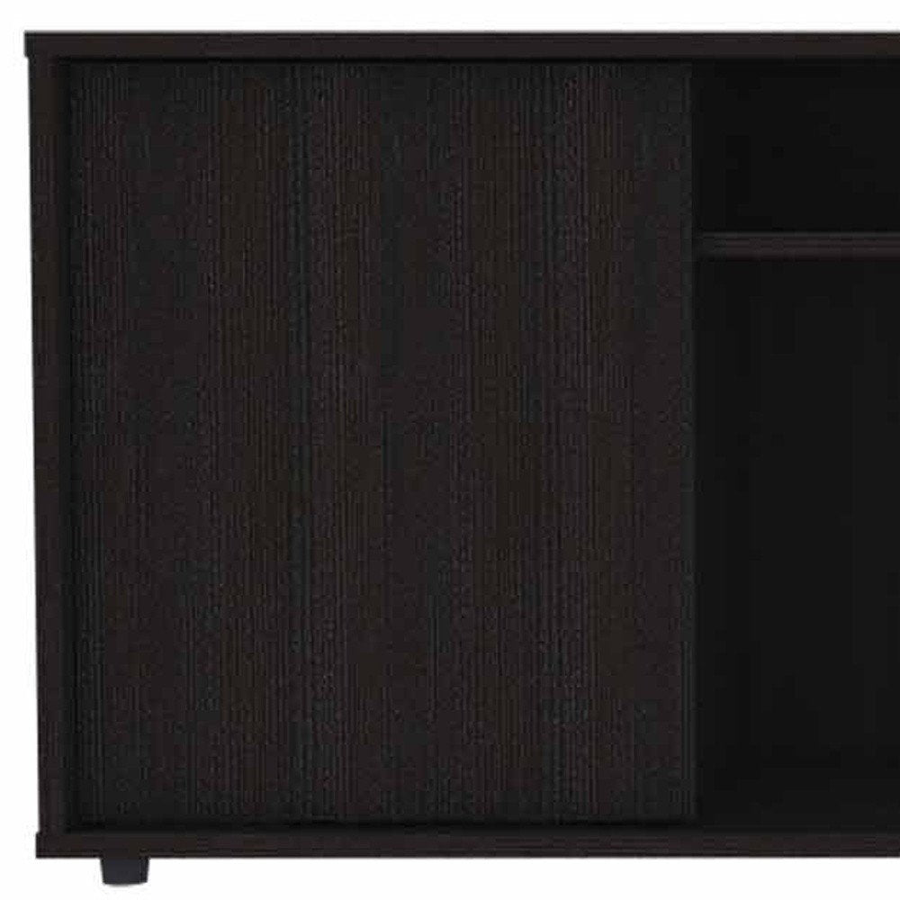 59" Black Open shelving TV Stand - FurniFindUSA