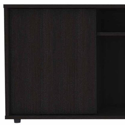 59" Black Open shelving TV Stand - FurniFindUSA