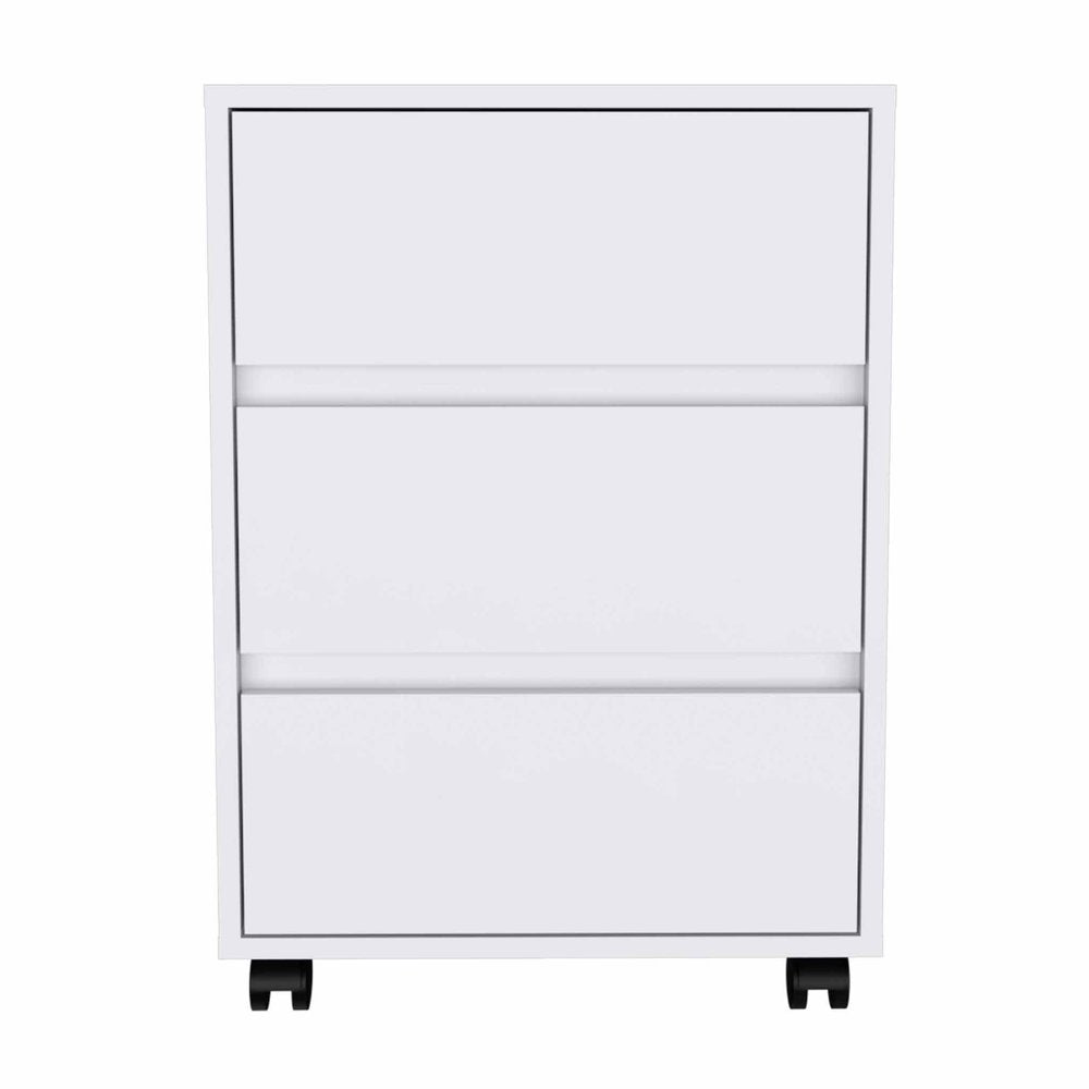 18" White Wood Accent Cabinet With Three Drawers HomeRoots