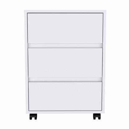 18" White Wood Accent Cabinet With Three Drawers HomeRoots
