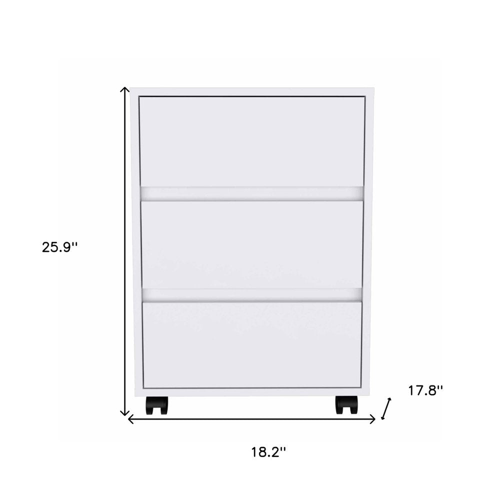 18" White Wood Accent Cabinet With Three Drawers HomeRoots