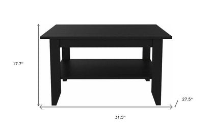32" Black Coffee Table With Shelf HomeRoots
