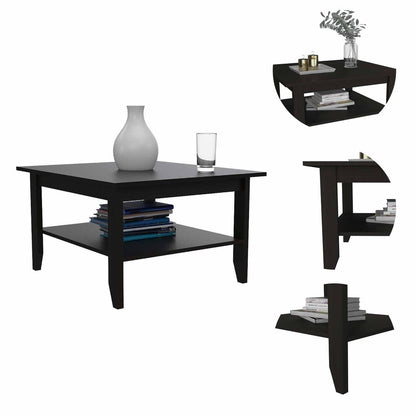 32" Black Coffee Table With Shelf HomeRoots