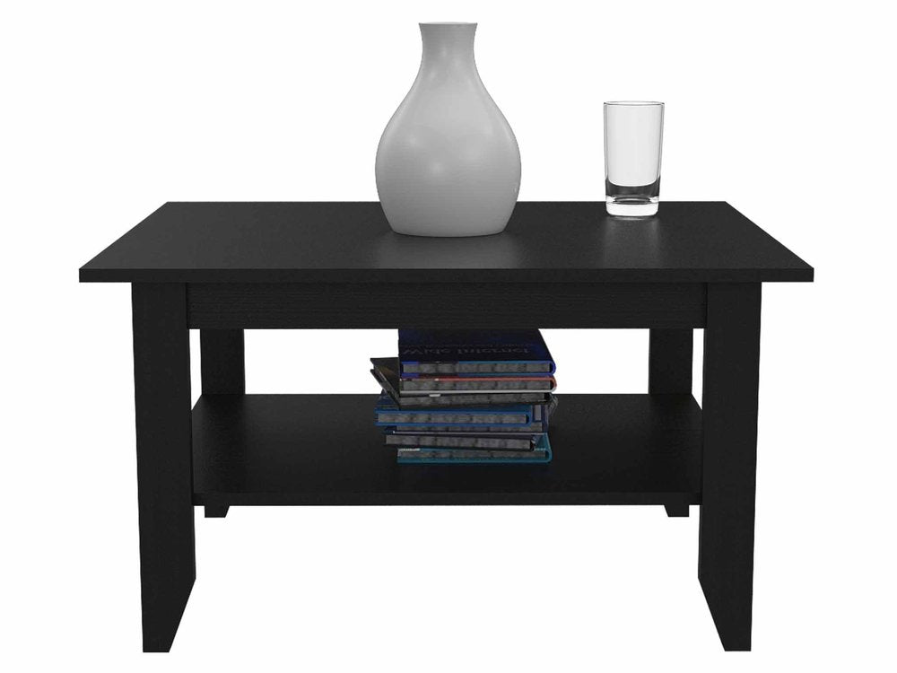 32" Black Coffee Table With Shelf HomeRoots