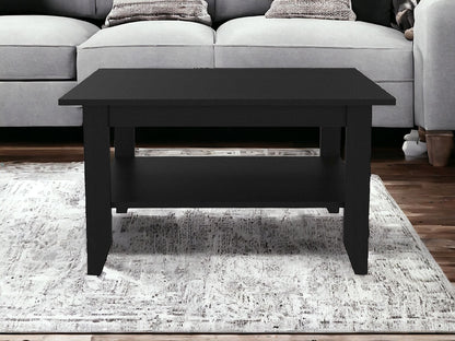 32" Black Coffee Table With Shelf