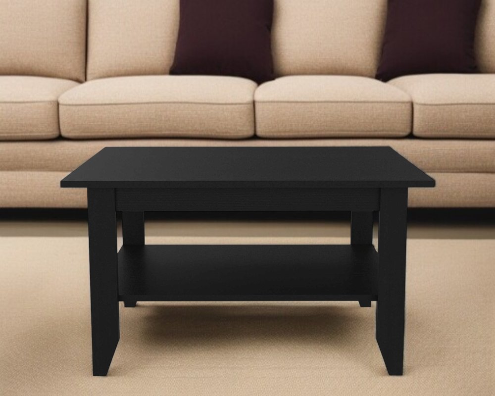 32" Black Coffee Table With Shelf HomeRoots