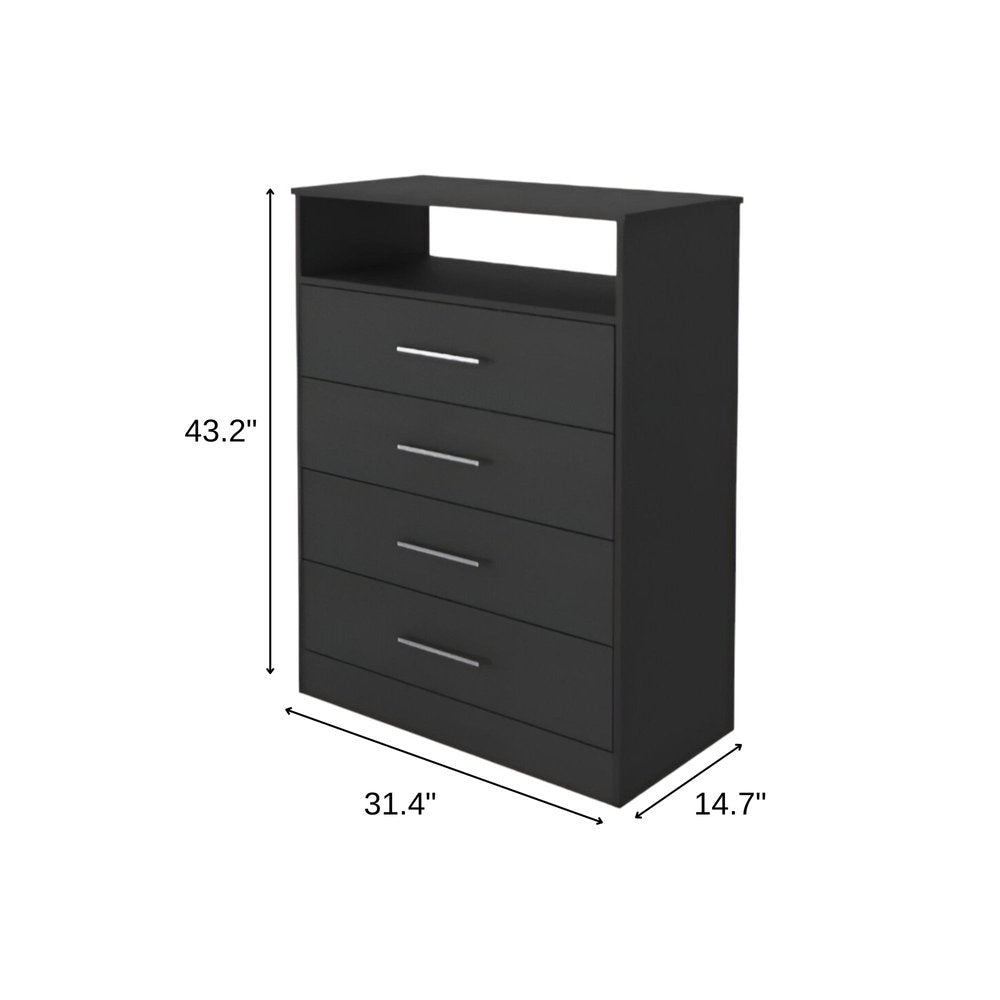 31" Black Wood Four Drawer Dresser HomeRoots