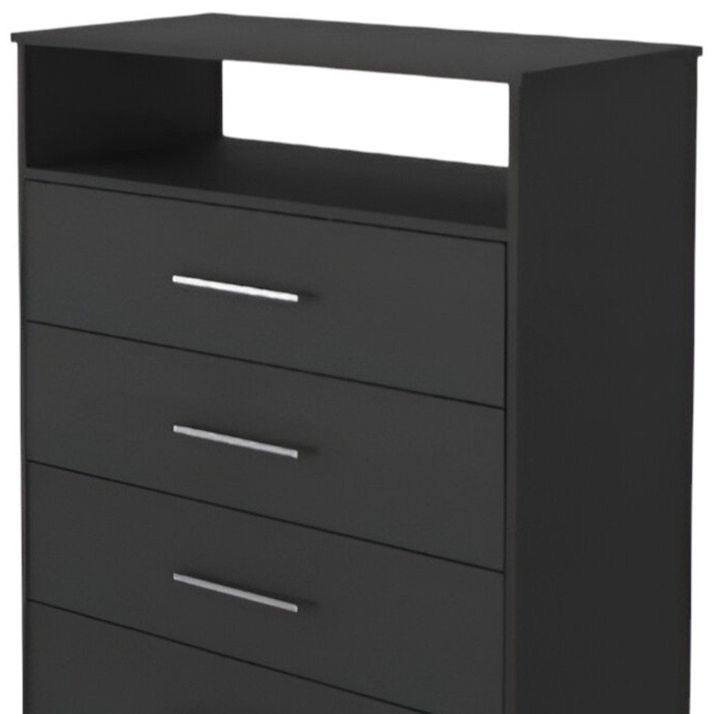 31" Black Wood Four Drawer Dresser HomeRoots