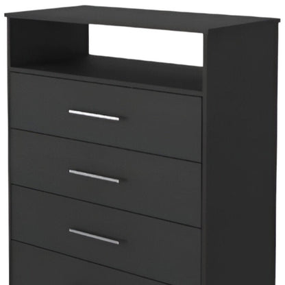 31" Black Wood Four Drawer Dresser HomeRoots